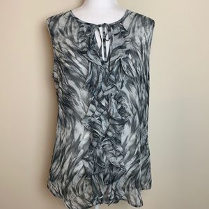 New York & Company Semi Sheer Ruffle Tunic
